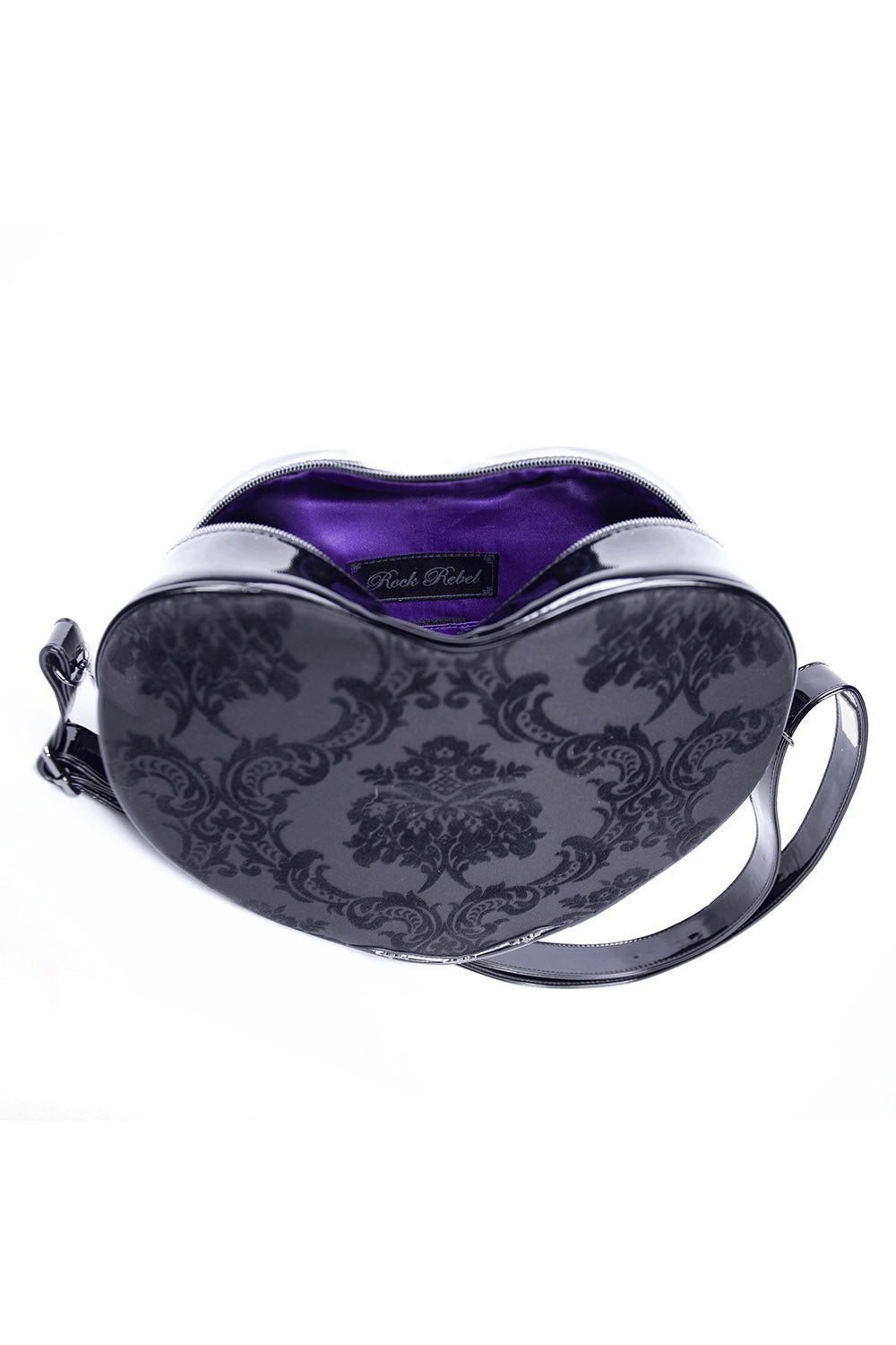 Damask Heart Shoulder Bag [Black]