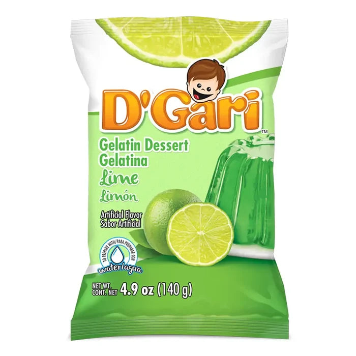 Wholesale D'Gari Gelatin Lime Water 4.2oz - Refreshing Mexican dessert mix at Mexmax INC.