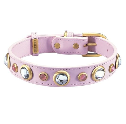 Dosha Dog - Diamond Dog Collar/Leash - Pink, Rhinestones, Pink Cat Eye