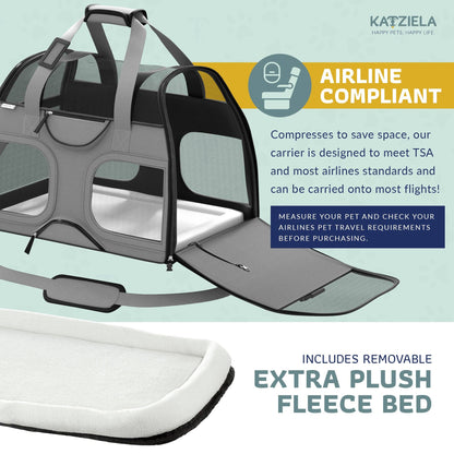 Katziela - Luxury Rider Pet Carrier with Removable Wheels - 4 Colors