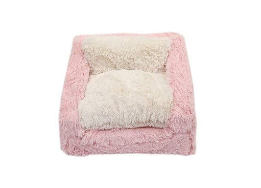 Light Pink & Cream Shag Sofa Bed: Small
