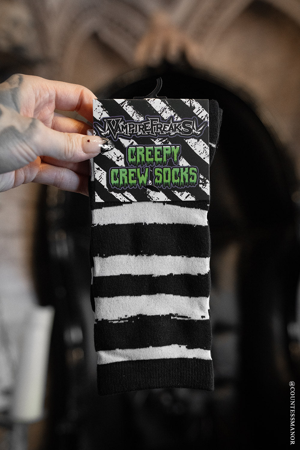 Creepy Crew Socks [Bone/Black Stripes]
