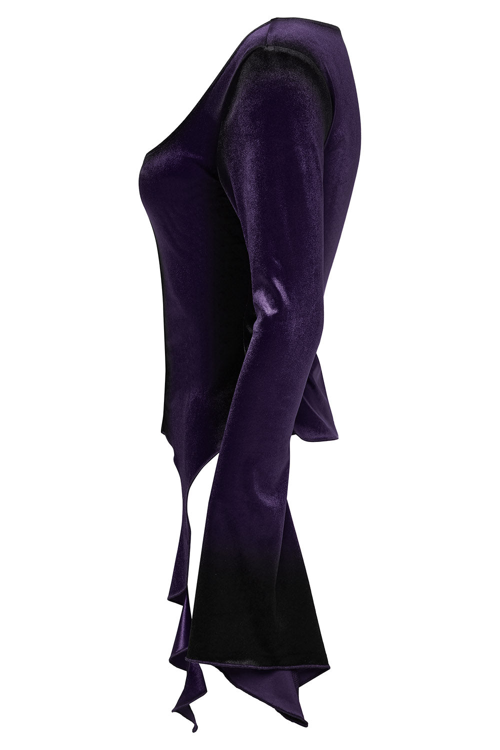 Amethyst Asymmetric Hem Velvet Top [Violet]