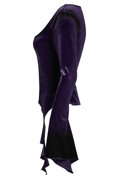 Amethyst Asymmetric Hem Velvet Top [Violet]