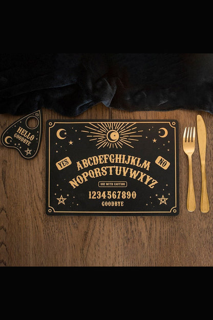 Black Talking Board Placement and Planchette Coaster