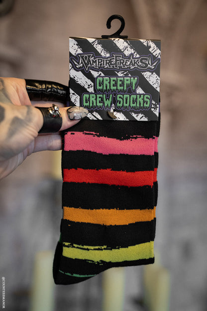 Creepy Crew Socks [Goth Rainbow Stripes]