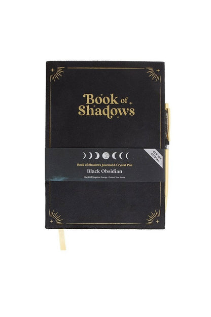 Book of Shadows Journal with Black Obsidian Crystal Pen