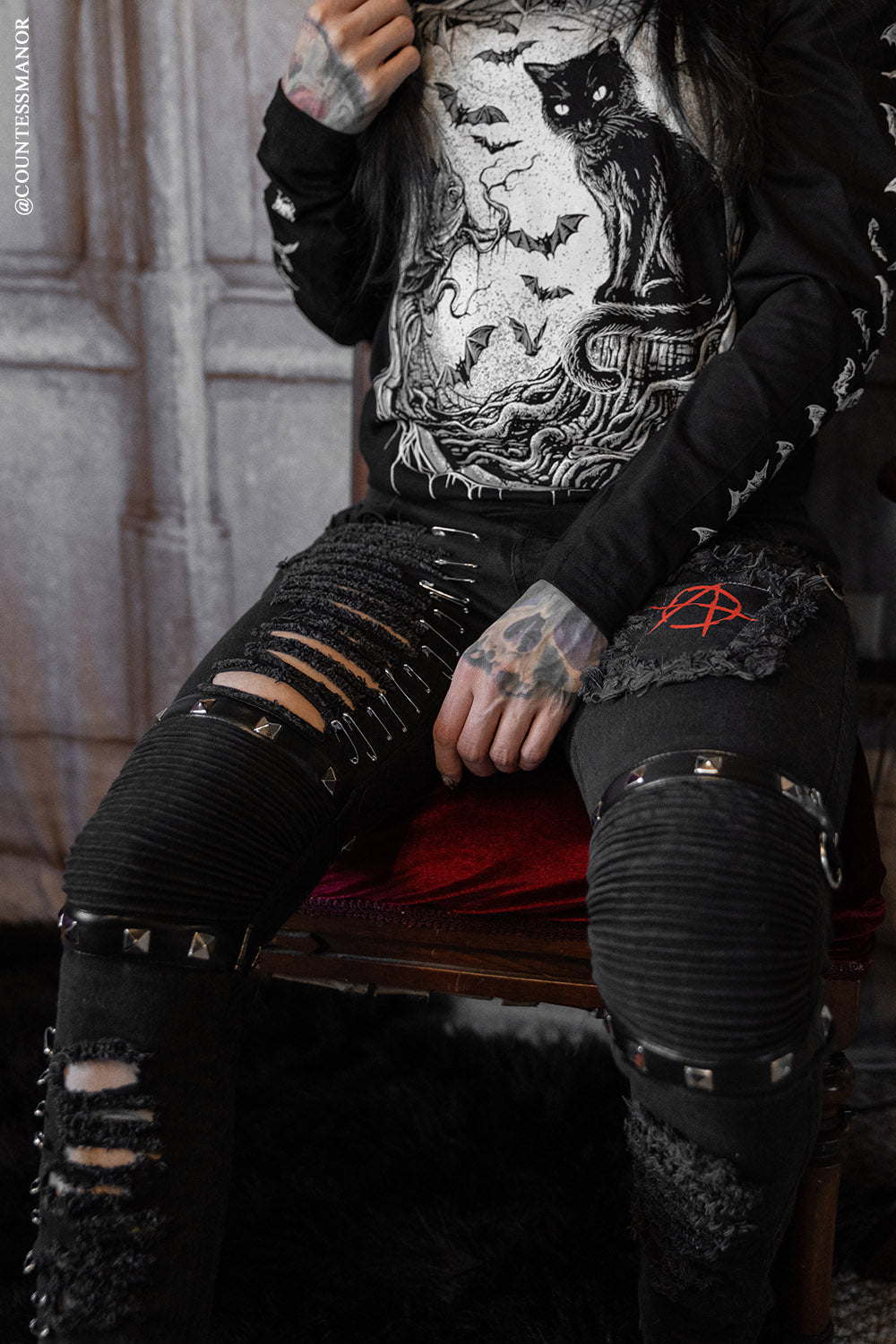 Annihilate Safety Pin Studded Pants [Unisex]