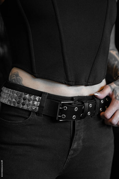 Citadel Pyramid Stud Belt [Genuine Leather]