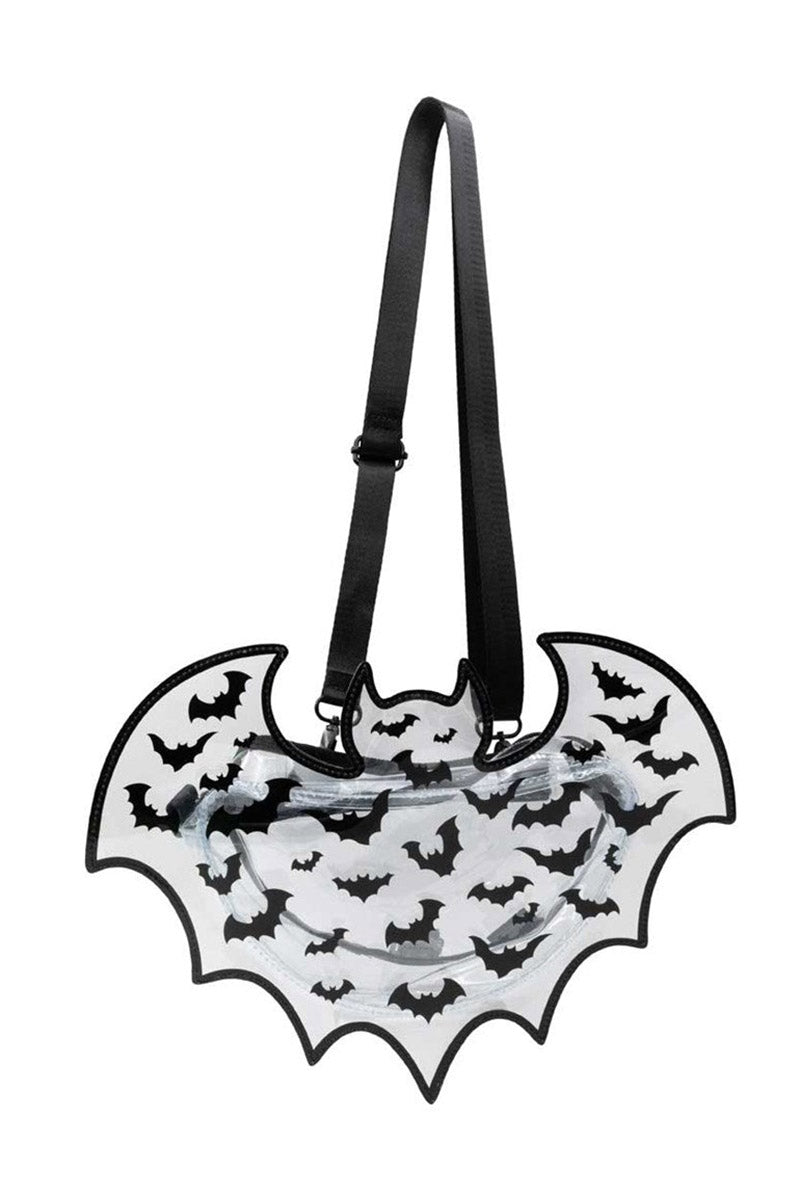Bat Shaped Clear Vinyl Backpack Purse