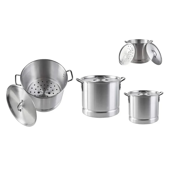 Wholesale 4-Piece Aluminum Steamer Set (8, 12, 16, 20qt) Bulk Cookware for Mexican Groceries Mexmax INC
