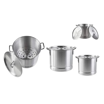 Wholesale 4-Piece Aluminum Steamer Set (8, 12, 16, 20qt) Bulk Cookware for Mexican Groceries Mexmax INC