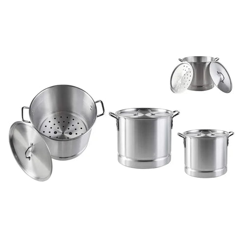 Wholesale 4-Piece Aluminum Steamer Set (8, 12, 16, 20qt) Bulk Cookware for Mexican Groceries Mexmax INC