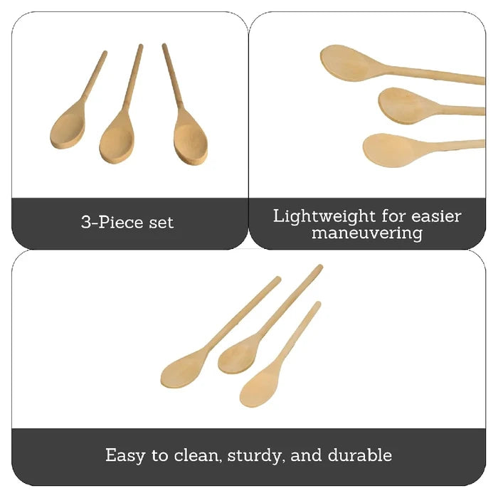 Imusa Wood Spoon Set, Cucharas De Madera 3 pc - Case - 12 Units