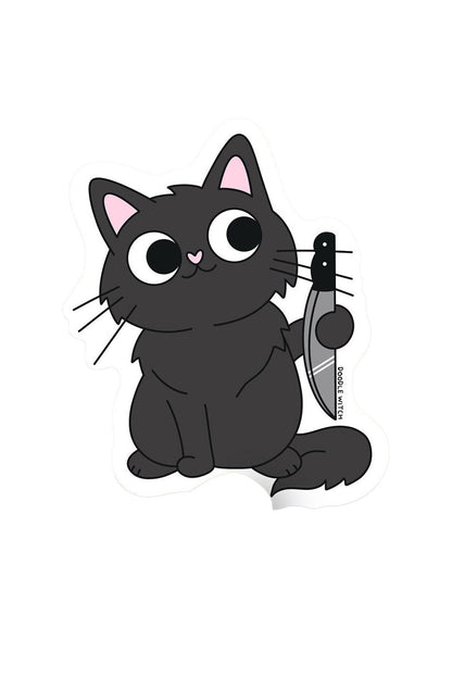 Cat with Sharp Object Sticker