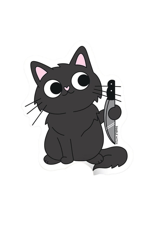 Cat with Sharp Object Sticker