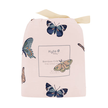 Crib Sheet in Blush Butterfly