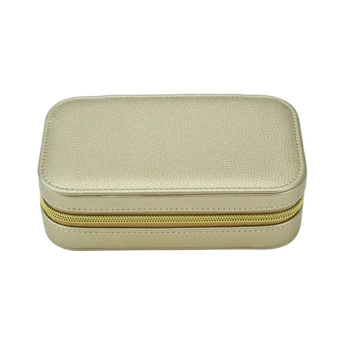Leah Rectangle Travel Jewelry Case (Gold)