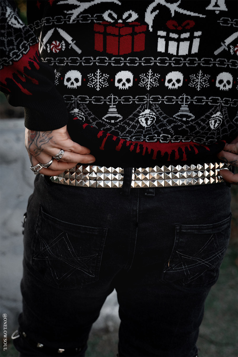 Citadel Pyramid Stud Belt [Genuine Leather]