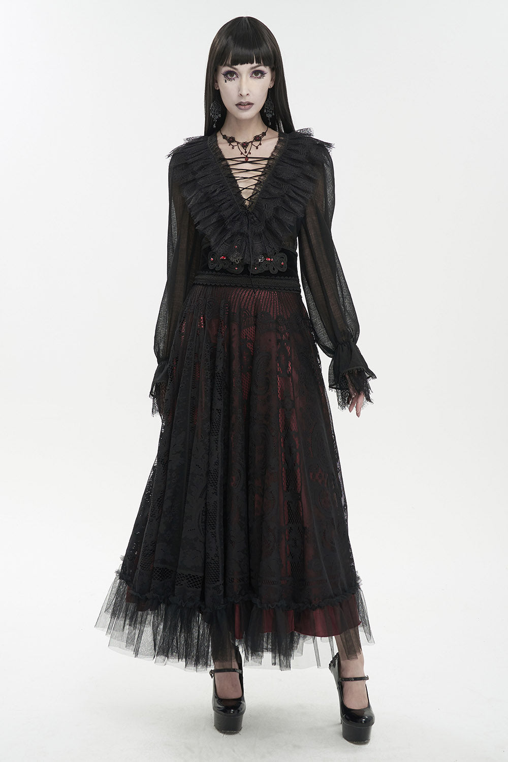 Crumbling Statues Romantic Ruffled Top