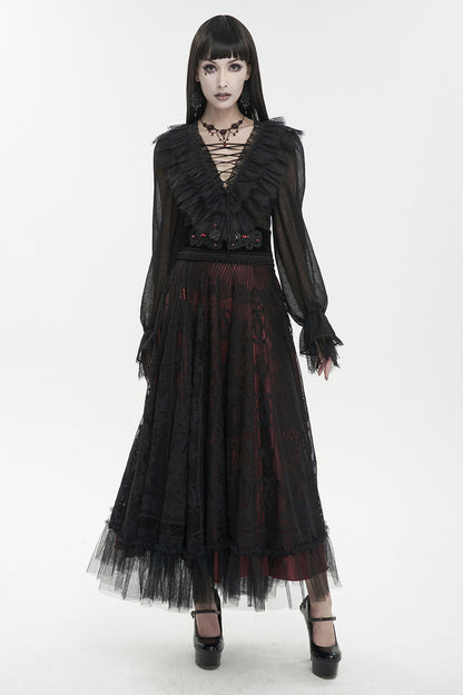 Crumbling Statues Romantic Ruffled Top