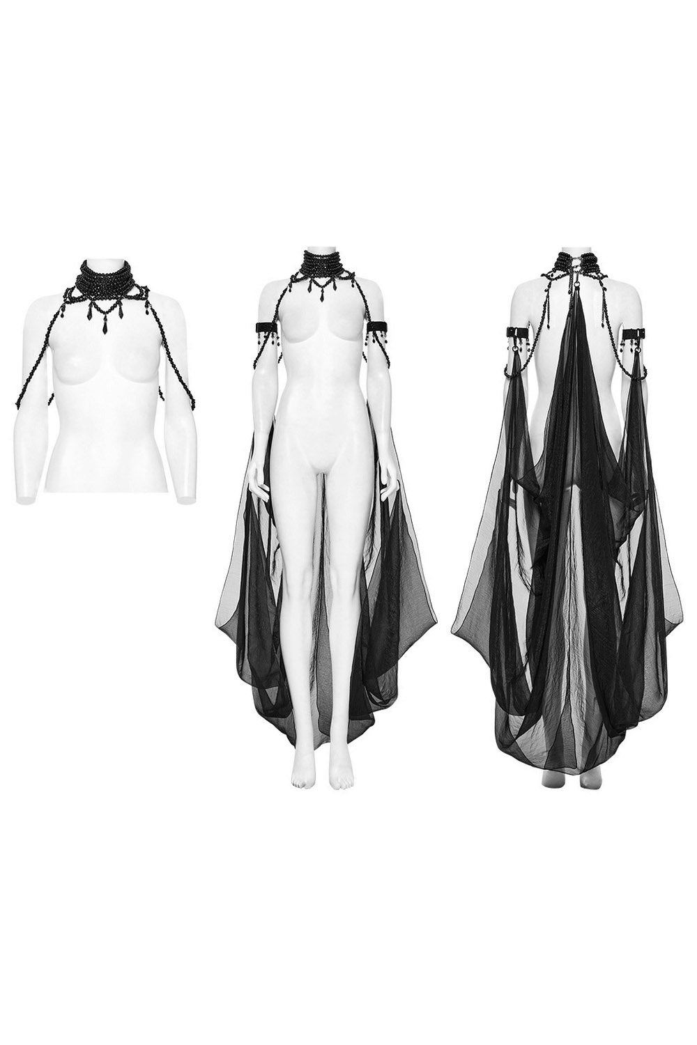 Crystal Witch Choker with Detachable Cloak Harness