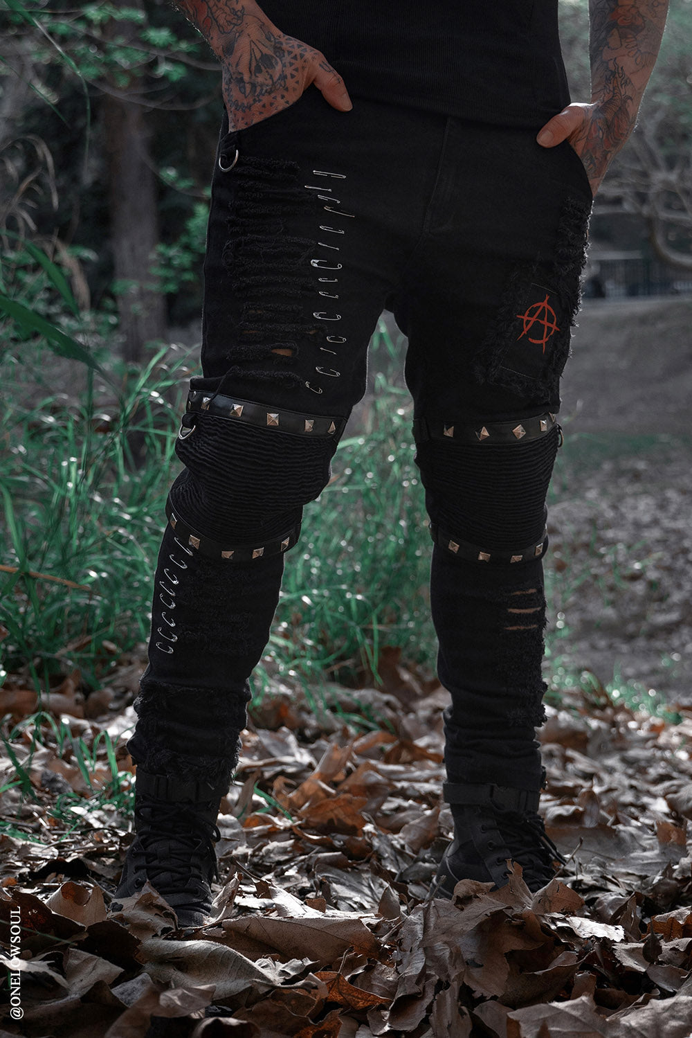 Annihilate Safety Pin Studded Pants [Unisex]