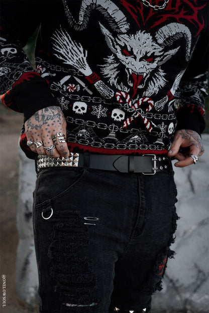 Citadel Pyramid Stud Belt [Genuine Leather]