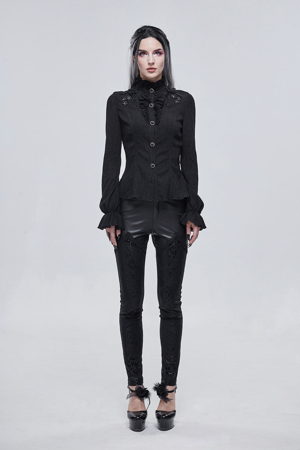 Báthory Blooms Ruffled Victorian Top