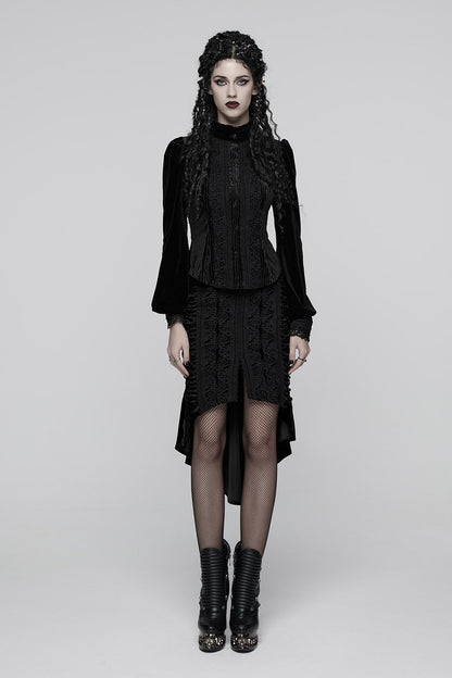 Bloomthorn Manor Velvet Skirt [Black]