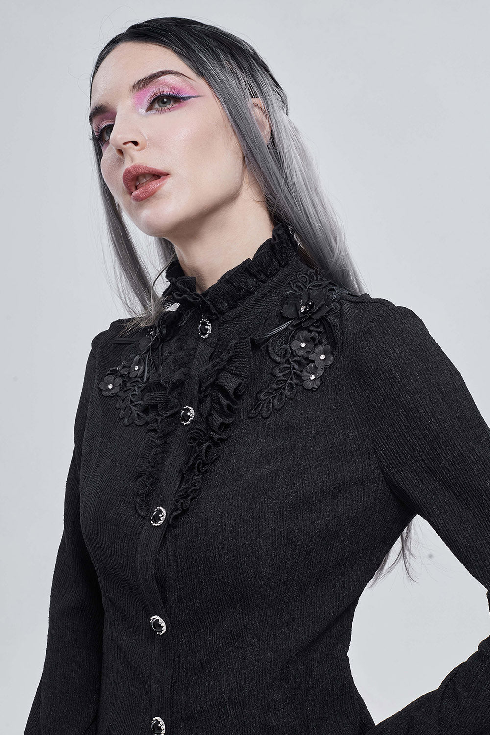 Báthory Blooms Ruffled Victorian Top