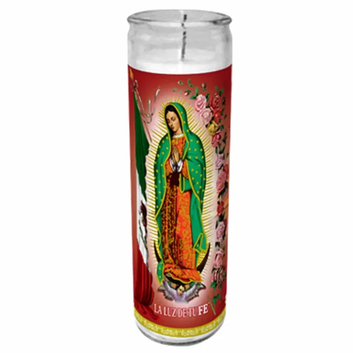 Virgen De Guadalupe Candle White - tall