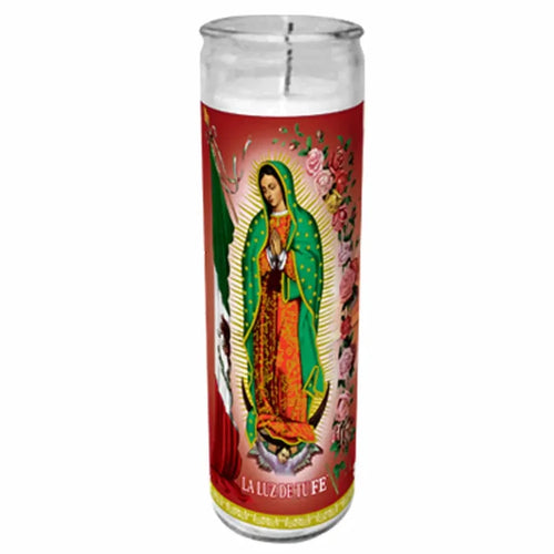 Virgen De Guadalupe Candle White - tall