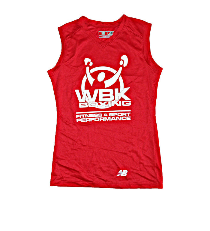 Women's sleeveless poly wicking & antimicrobial Tee, red
