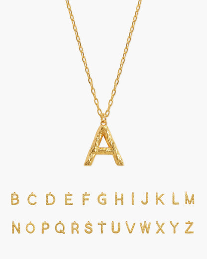 Textured Initial Letter Necklace